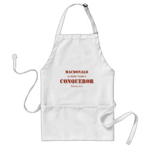 Personalised MORE THAN A CONQUEROR Scripture RED Standard Apron
