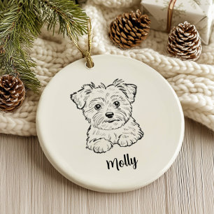 Personalised Morkie Dog Christmas Ceramic Ornament
