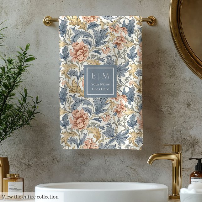Personalised Morris Style Art Nouveau Floral Art Bath Towel Set (Personalized Morris Style Art Nouveau Floral Art Bath Towel Set)
