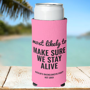 Personalised Most Likely To Funny Bachelorette Seltzer Can Cooler