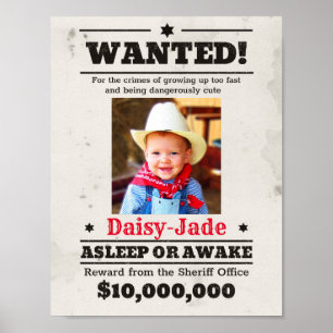 Personalised Most Wanted Poster Girl Boy Old West 