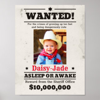 Personalised Most Wanted Poster Girl Boy Old West