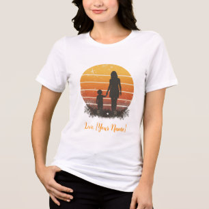Personalised Mother and Child Sunset Silhouette Tri-Blend Shirt