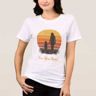 Personalised Mother and Child Sunset Silhouette  Tri-Blend Shirt