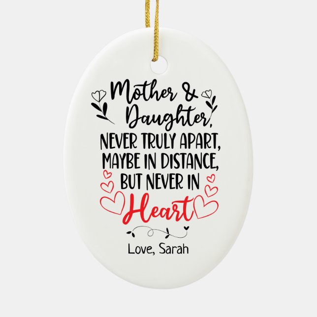 Personalised Mother And daughter Distance Ceramic Ornament (Back)