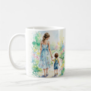 Personalised Mother and Son Watercolor Coffee Mug