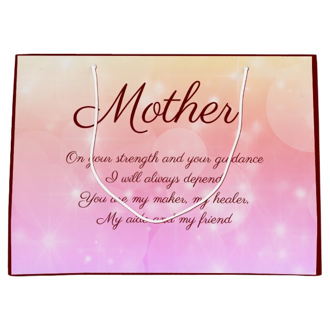 Personalised Mother Gift Bag with lovely Poem (Front)