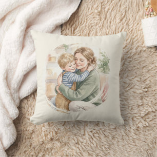 Personalised Mother Hugging som watercolor Cushion