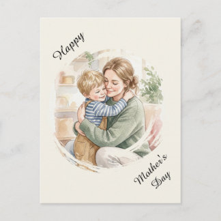 Personalised Mother Hugging som watercolor Postcard