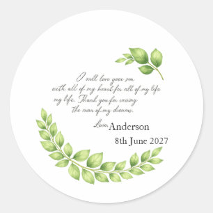 Personalised Mother of Groom Bride gift, Thank you Classic Round Sticker