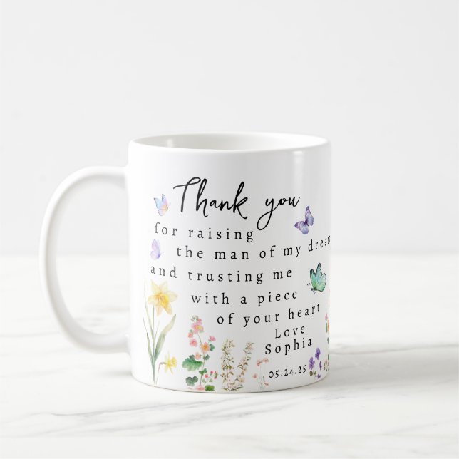 Personalised Mother of Groom Bride Thank you from. Coffee Mug (Left)