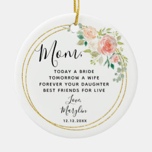 Personalised Mother of the Bride Floral Gift Ceramic Ornament