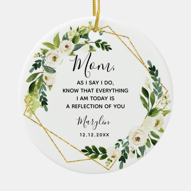 Personalised Mother of the Bride Floral Gift Ceramic Ornament (Front)