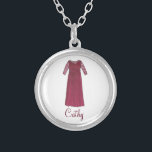 Personalised Mother of the Bride Wedding Necklace<br><div class="desc">Necklace features an original marker illustration of a pretty burgundy mother-of-the-bride dress. Simply personalise for a unique bridal party gift!

Designer is available to create and upload custom designs to match the colours and themes of your wedding--click "Ask this Designer" to begin the design process!</div>
