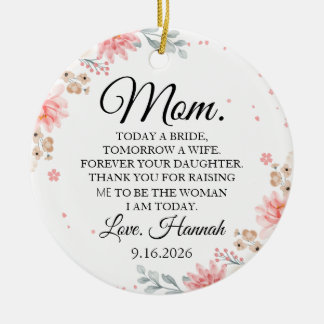Personalised Mother of the Bride Wedding Thank You Ceramic Ornament