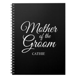 Personalised Mother of the Groom Black and White Notebook