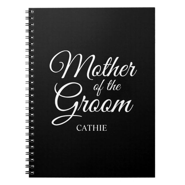 Personalised Mother of the Groom Black and White Notebook (Front)