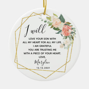Personalised Mother of the Groom Floral Gift Ceramic Ornament