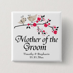 Personalised mother of the groom floral wedding 15 cm square badge