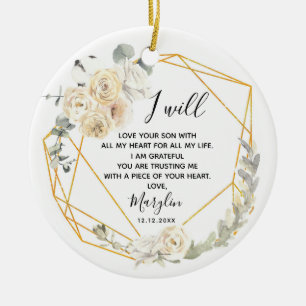 Personalised Mother of the Groom Geometric Floral Ceramic Ornament