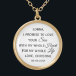 Personalised Mother of the Groom Gift From Bride Gold Plated Necklace<br><div class="desc">Beautiful and classic gift for the Mother of the GROOM from Bride personalised with the Mother of the Groom's name,  Bride's name,  and wedding date</div>