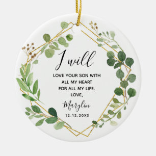 Personalised Mother of the Groom Greenery Gift Ceramic Ornament