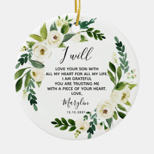 Personalised Mother of the Groom White Floral Gift Ceramic Ornament