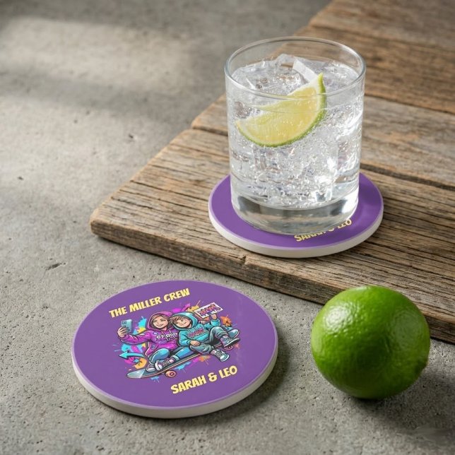 Personalised Mother & Son Graffiti Coaster (Creator Uploaded)