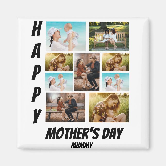 Personalised Mother's Day  9 Photo Collage  Magnet (Front)