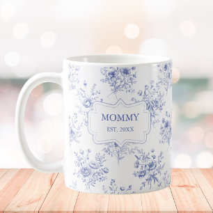 Personalised Mothers Day Blue Flowers Floral Coffee Mug