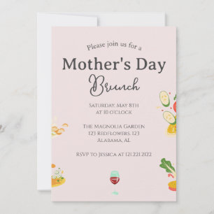 Personalised Mother's Day Brunch food theme Invitation