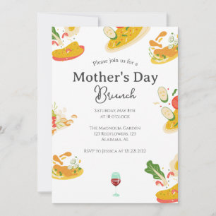 Personalised Mother's Day Brunch food theme Invitation