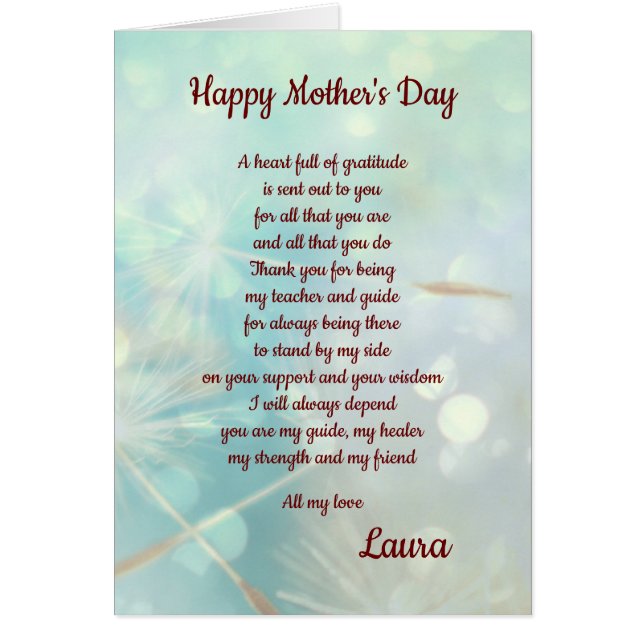 Personalised Mothers Day Card (Front)