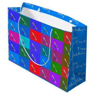 Personalised Mother's Day, Colourful Floral on Blu Large Gift Bag