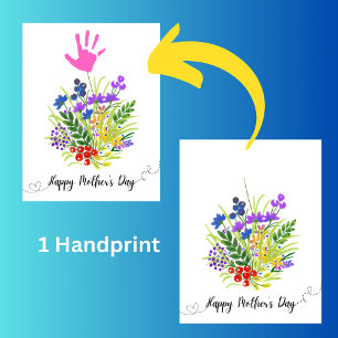 Personalised Mother's Day floral 1 handprint Card