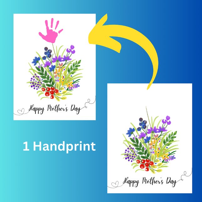 Personalised Mother's Day floral 1 handprint Card (Creator Uploaded)