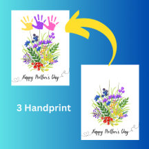 Personalised Mother's Day floral 3 handprint