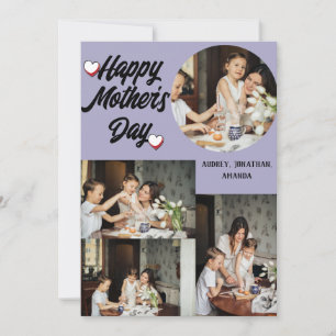 Personalised Mother's Day, Four photo collage Holiday Card