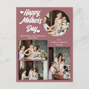 Personalised Mother's Day, Four photo collage Holiday Postcard