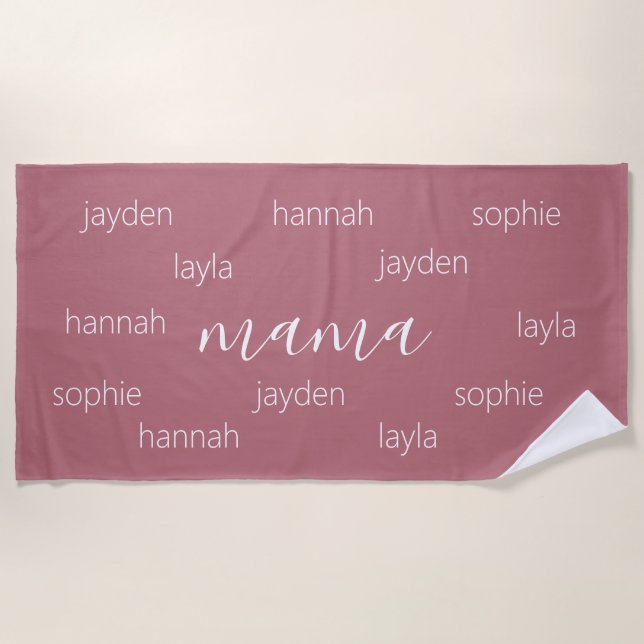 Personalised Mothers day gift for Mum Beach Towel (Front)