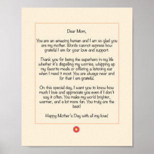 Personalised Mother's Day Letter  Poster