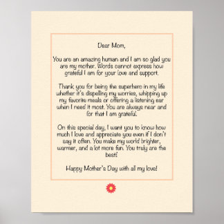Personalised Mother's Day Letter  Poster