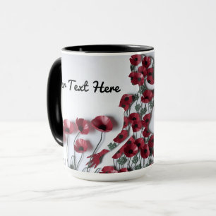 Personalised Mother's Day Mug with Red Poppies