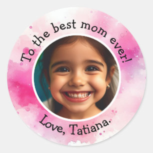 Personalised Mother's Day Photo and Name Message Classic Round Sticker