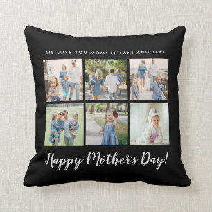 Personalised Mother's Day Photo Black Cushion