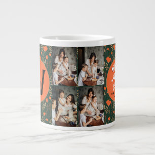 Personalised mothers Day,photo collage floral gift Large Coffee Mug