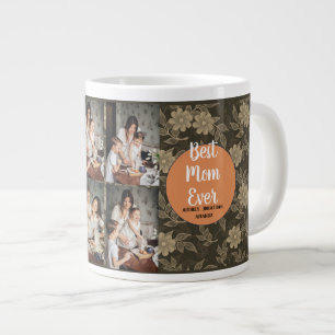Personalised mothers Day,photo collage floral gift Large Coffee Mug