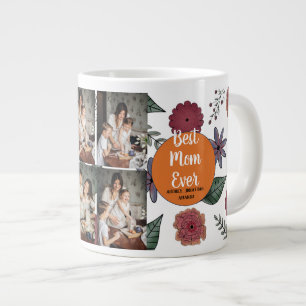 Personalised mothers Day,photo collage floral gift Large Coffee Mug