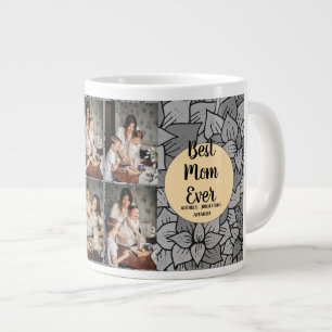 Personalised mothers Day,photo collage floral gift Large Coffee Mug