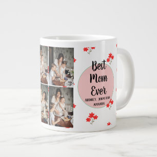 Personalised mothers Day,photo collage floral gift Large Coffee Mug